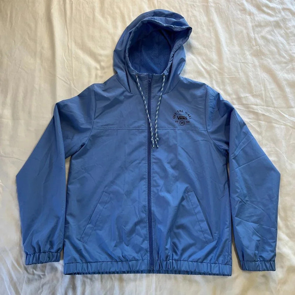Vans | Sky Blue Lightweight Zip Up Hooded Jacket w Front Pockets| Size M - Picture 1 of 8